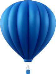 Obraz premium Blue hot air balloon isolated on transparent background, perfect for travel and adventure design visuals..
