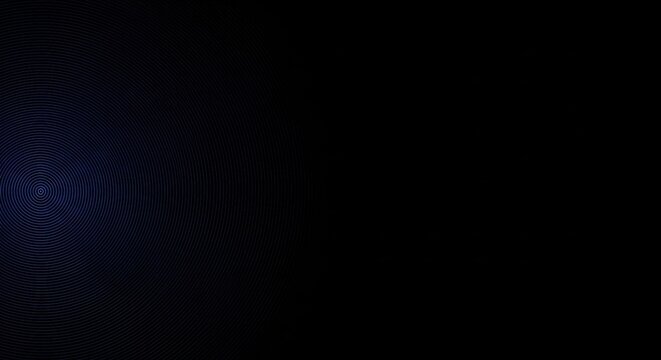 Blue concentric circles emanating on a dark digital background