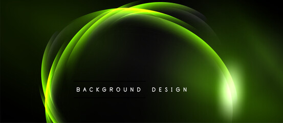 Abstract green neon glow. Dynamic curves create modern background, suitable for digital projects or presentations. Minimalist design.