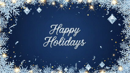 Obraz premium Festive Holiday Greeting with Sparkling Snowflakes on Dark Blue