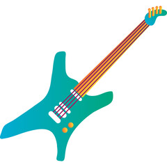 Electric guitar illustration with teal and orange gradient strings on a clean transparent background