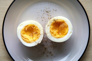 two halves of a boiled egg