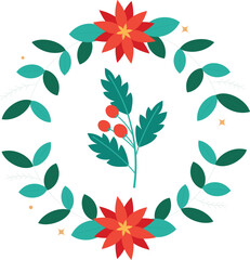 Seamless vector floral pattern with red flowers and green leaves, a beautiful nature-inspired design illustration