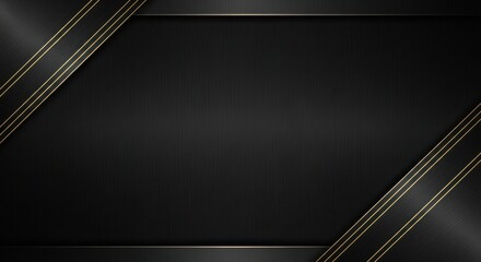 Elegant black background with gold lines and metallic texture
