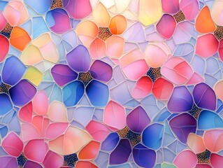Abstract vibrant mosaic stained glass pattern with colorful shapes