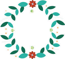 Naklejka premium Vector floral frame with flowers, leaves, and green decoration for a vintage summer card design