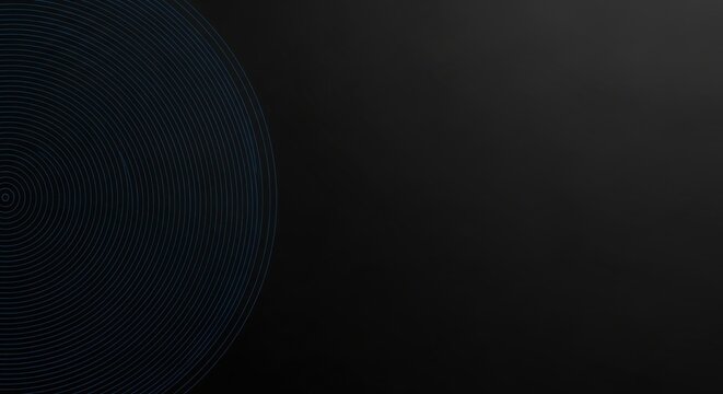 Modern abstract background with concentric blue lines on dark - Powered by Adobe
