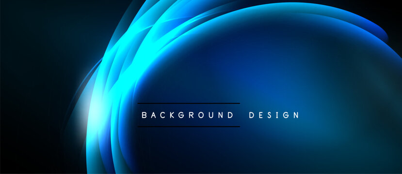 Abstract blue waves create dynamic background. Light flares add visual interest, modern design element. Simple text overlay present.