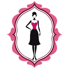 Elegant woman silhouette in decorative frame