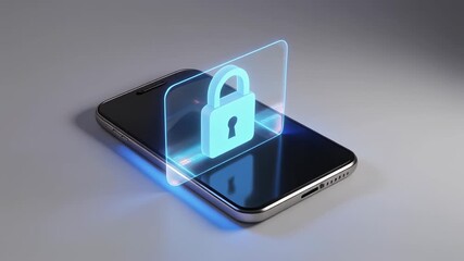 Smartphone security Protecting your data with a digital padlock on the screen - Powered by Adobe