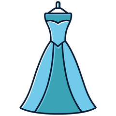 Stylized blue ball gown on a hanger