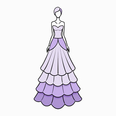 Fototapeta premium Elegant purple layered ball gown on a mannequin