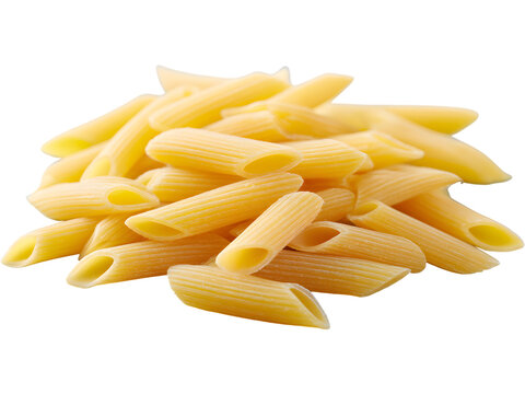 Raw penne pasta isolated on transparent background, perfect for Italian cuisine and cooking visuals. - Powered by Adobe