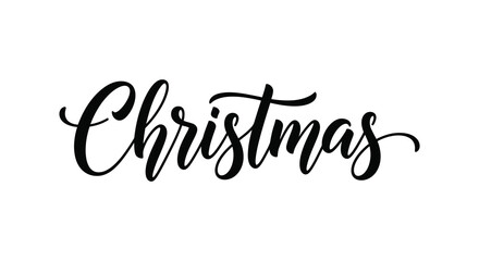 Elegant black calligraphy script spelling the word christmas on a white background
