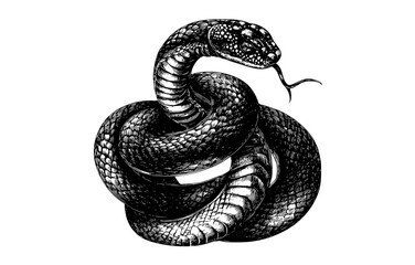 a black and white drawing of a snake with a detailed, hand-drawn styleblack, drawing, illustration, reptile, snake, white 