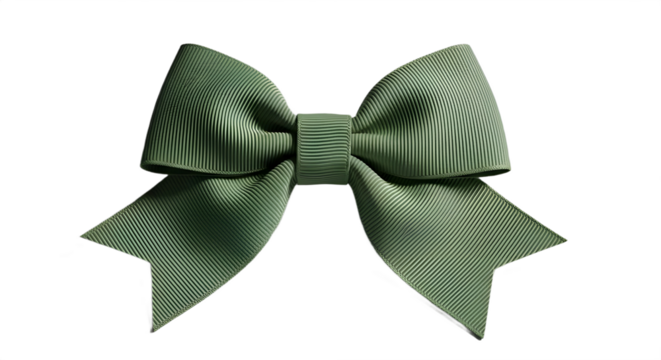 Luxurious sage green fabric bow tied for gift wrapping, holiday and decorative presentations isolated PNG with Transparent Background