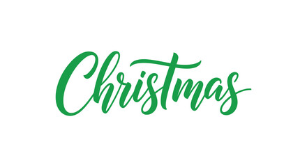 Elegant green handwritten calligraphy word christmas on a white background