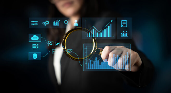 Data flow from database and cloud to processing and analytics dashboards, representing data analysis, automation, insight generation, and digital intelligence Latch - Powered by Adobe