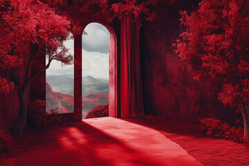 Red arch and red room