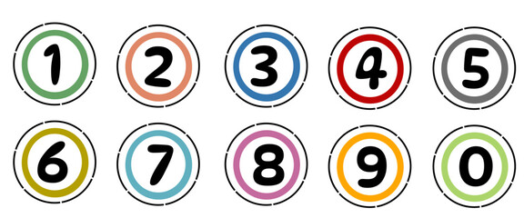 Set of number points. Vector set of number points 0 to 9. Vector illustration.