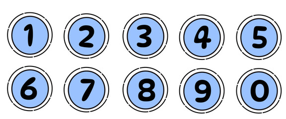 Set of number points. Vector set of number points 0 to 9. Vector illustration.