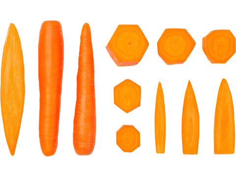 Assorted carrot slices isolated on transparent background, perfect for healthy eating and food visuals. - Powered by Adobe