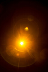 Abstract Natural Sun flare on the black