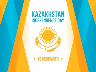 Kazakhstan independence day celebration with national emblem and sun design