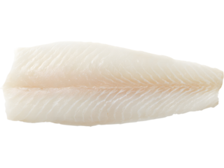 Top view of haddock fillet isolated on transparent background, perfect for seafood and healthy food visuals..