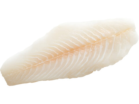 Top view of haddock fillet isolated on transparent background, perfect for seafood and healthy food visuals..