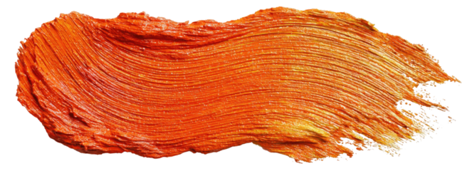 Vibrant orange paint stroke with thick, layered texture