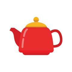 Red teapot with yellow lid   flat icon design, vector illustration isolated on white background, Vector