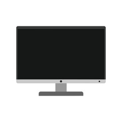 Modern flat screen computer monitor display with black screen on stand isolated on white background, Vector