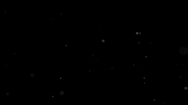 Black background with floating white particles and dust, abstract overlay animation, small blurry bokeh specks in motion, cinematic practical effect for creative projects