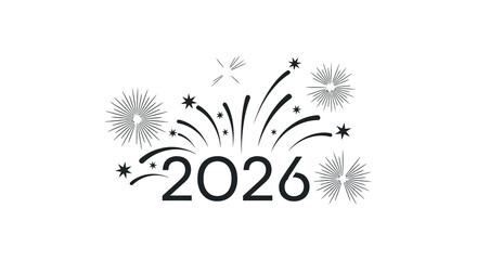 Happy new year 2026 celebration with fireworks and festive sparkles illustration