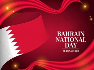 Bahrain national day celebration with waving flag and festive lights