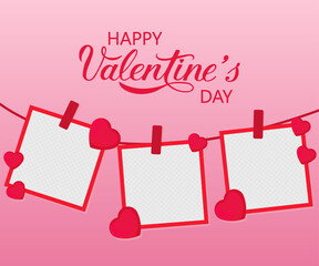 Valentine's day hanging photo frame decorated with red hearts romantic design