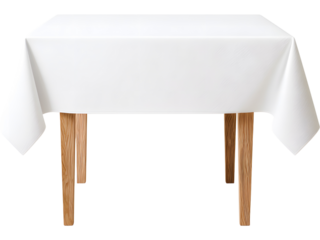 White rectangular tablecloth isolated on transparent background, perfect for dining and event visuals..