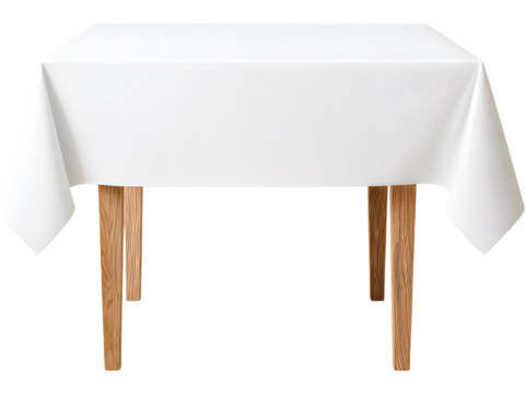 White rectangular tablecloth isolated on transparent background, perfect for dining and event visuals..