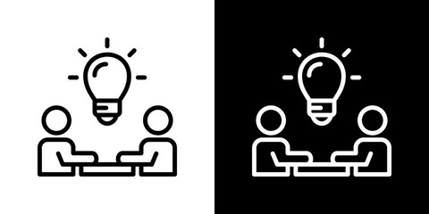 Collaboration Icon Set. Clean Line Design With Light And Dark Versions For Versatile Use. 