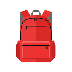 Red backpack front view isolated vector illustration isolated on white background, Vector
