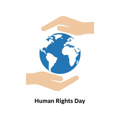 Hands protect the earth, symbolizing human rights and global unity for a better world. isolated on white background, Vector