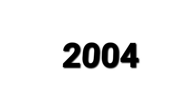 The number 2004 displayed in bold black font with a subtle shadow on a white background year numeral