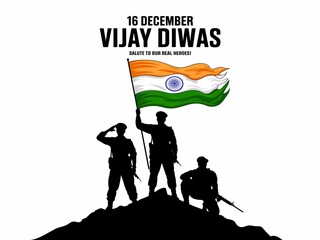 Indian soldiers celebrate vijay diwas on december 16th with national flag