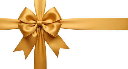 Fototapeta premium A golden satin ribbon tied in a bow