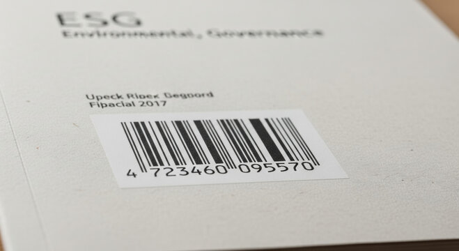 Close up view on professional esg document for corporate financial reporting. This data connects global business network to social environmental governance and sustainability