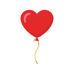 Red heart balloon floating isolated on white background, vector illustration isolated on white background, Vector