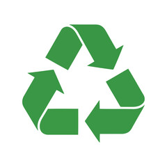 Obraz premium Green recycling symbol with arrows eco friendly and sustainable icon isolated on white background, Vector