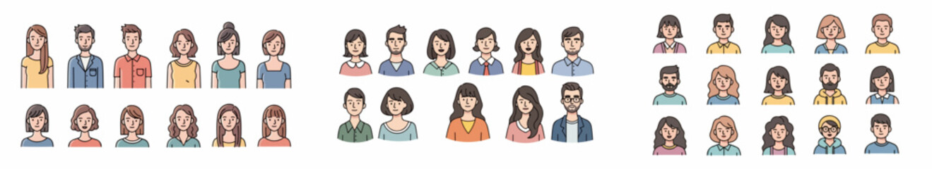 Diverse group of people avatars in casual outfits