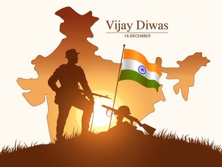 Obraz premium Vijay diwas india victory day celebration with soldiers and indian flag